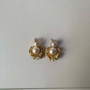 JCrew Gold and Pearl Earrings
